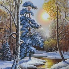 Схема вышивки «зимний пейзаж»