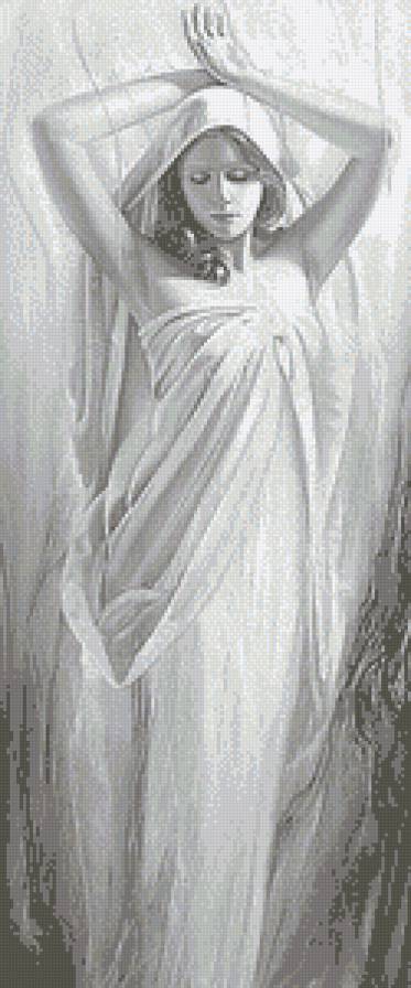 Женский образ -  триптих (центральная часть) - дама, люди, триптих, живопись, монохром - предпросмотр