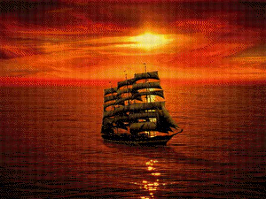 серия "море" - море.корабль.закат - предпросмотр