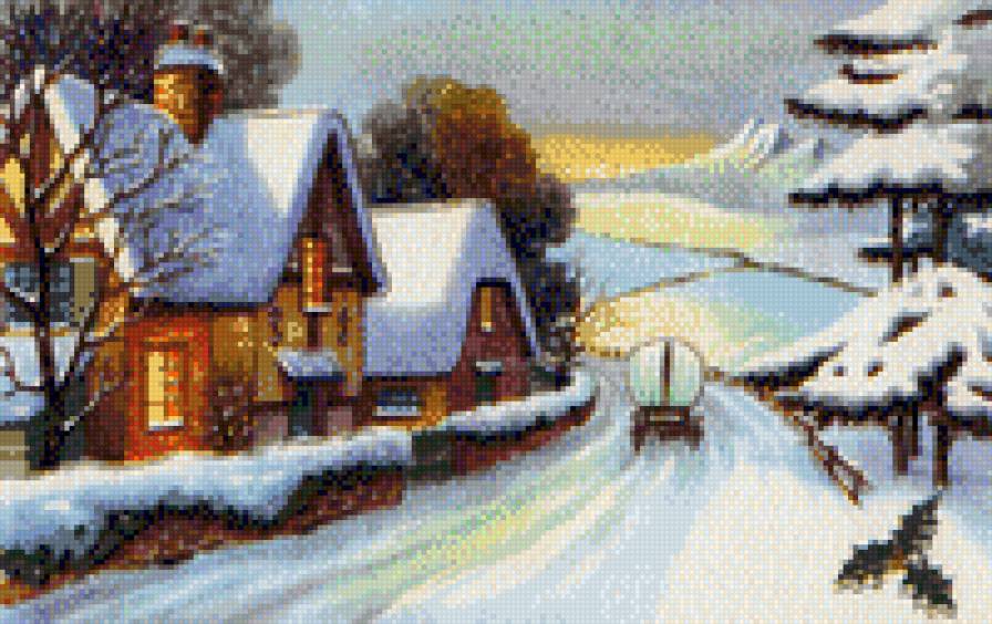 Зимний пейзаж - новый год, снег, зима, рождество - предпросмотр