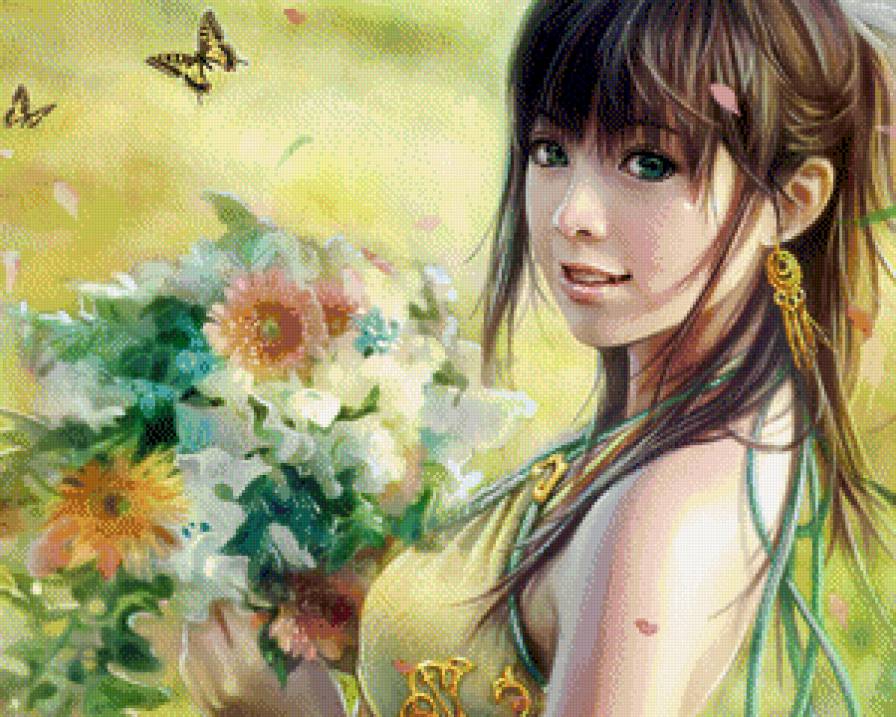 Радость - весна, счастье, девушка, любовь, букет - предпросмотр