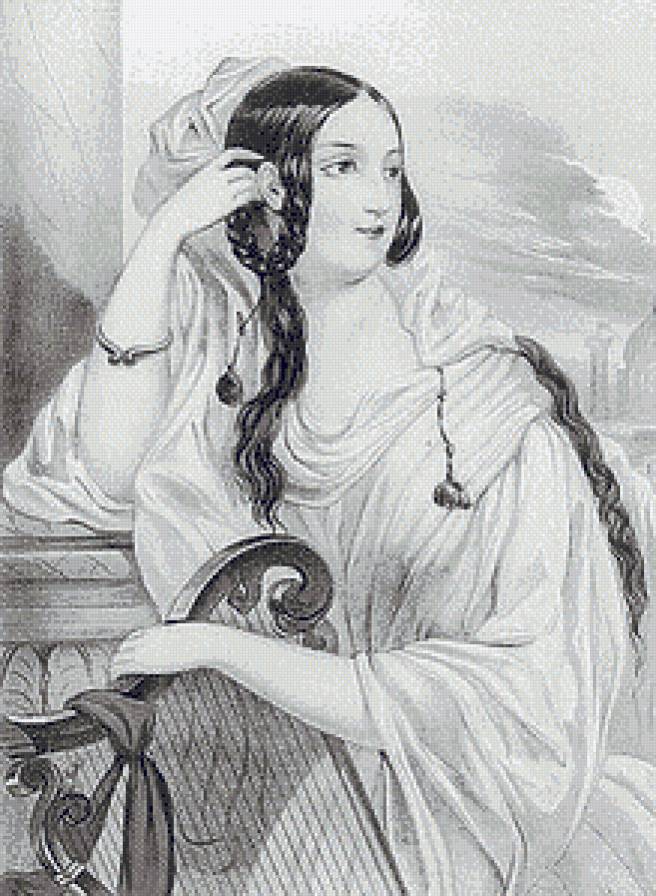 Женский образ ( живопись ) - живопись, монохром, люди, ретро, дама, женщина - предпросмотр