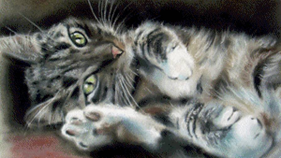 нега - кот, лапа, кошка, глаза, живопись - предпросмотр