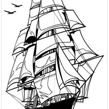 Схема вышивки «парусник черно-белый 3»