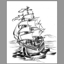 Схема вышивки «парусник черно-белый 2»