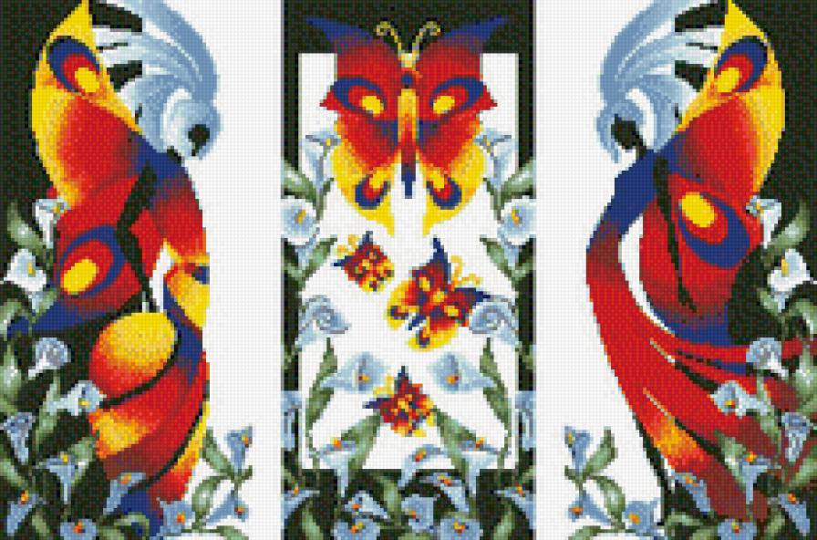 триптих цветные бабочки - красочно, феи, триптих, бабочки - предпросмотр