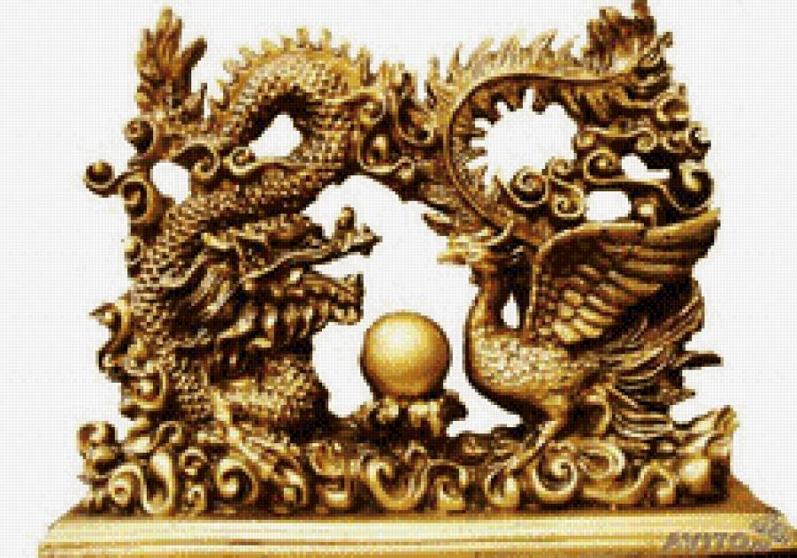 золотые драконы - драконы, богатство, золото - предпросмотр
