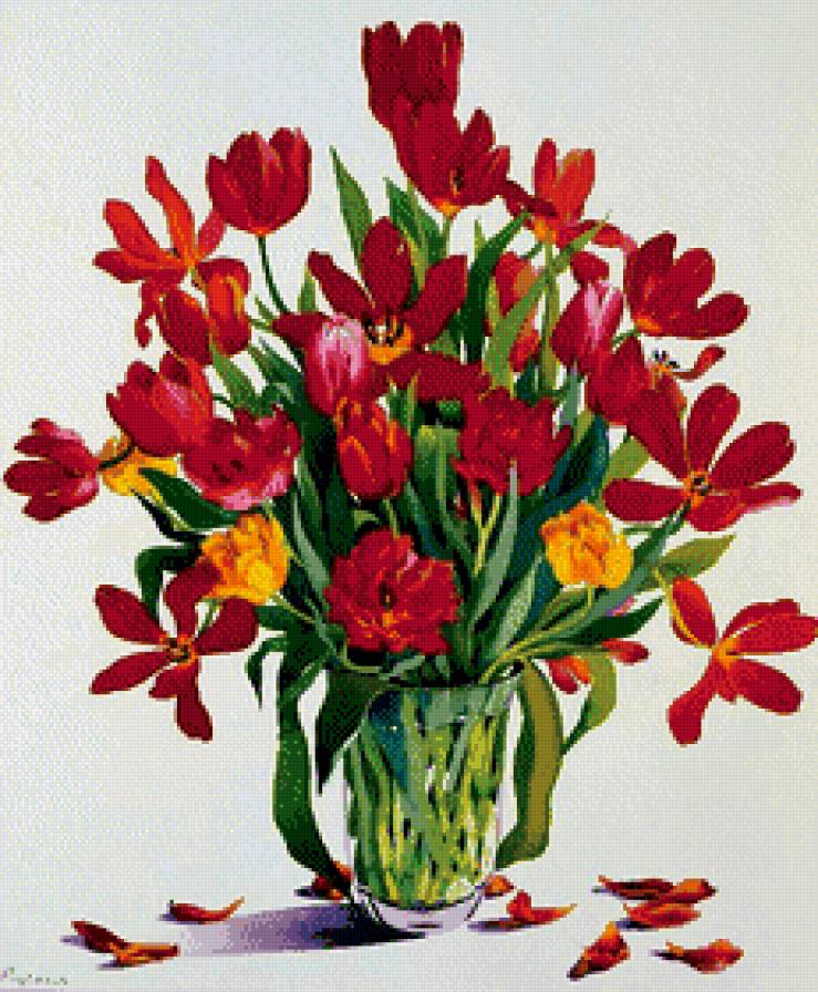 Тюльпаны - натюрморт, цветы - предпросмотр