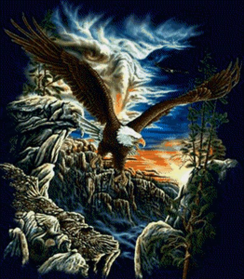 Сила - орлы, пейзаж, горы, птицы - предпросмотр