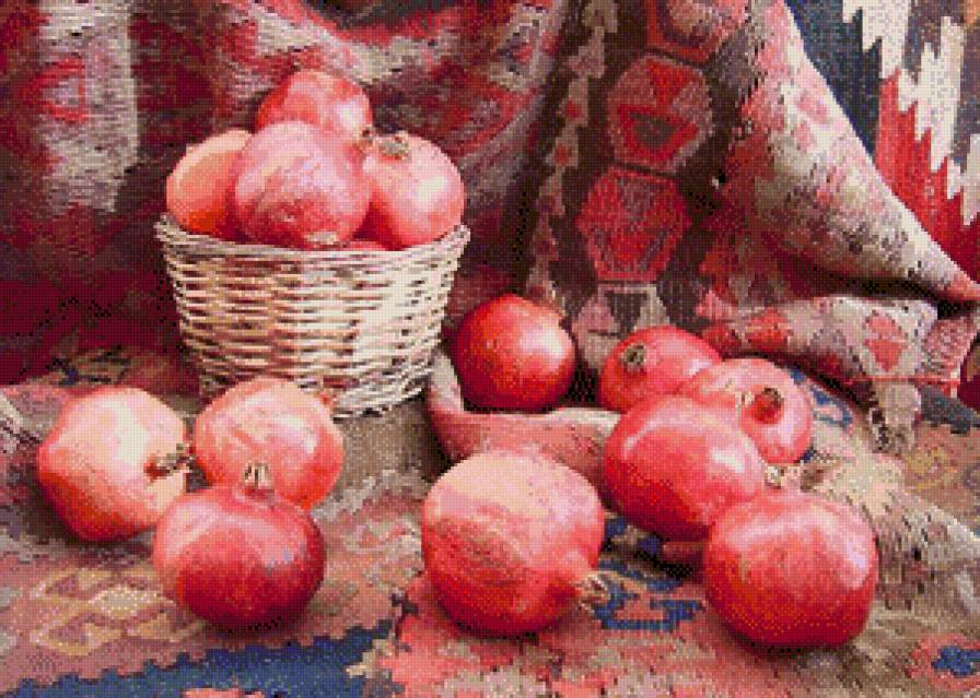 Натюрморт с гранатами. - натюрморт, гранаты, фрукты - предпросмотр