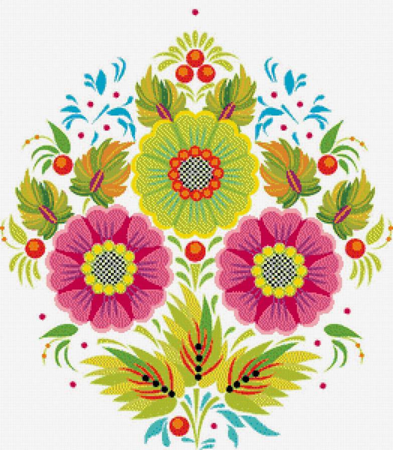 №511488 - салфетка, подушка, ягоды, цветы, роспись, узоры, орнамент, скатерть - предпросмотр