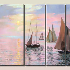 Схема вышивки «триптих парусники»