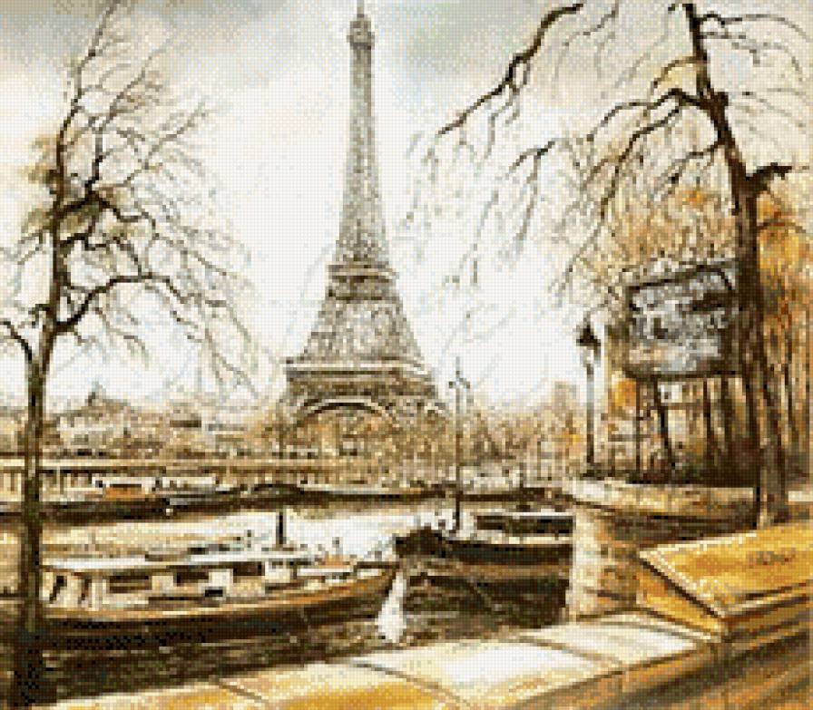 Париж 2 - монохром, город, живопись, акварель - предпросмотр