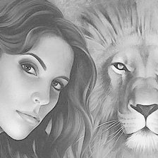 Схема вышивки «Дама со львом»