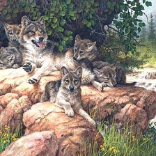 Схема вышивки «Волчья семья»