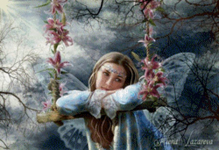 качели - лес, дева.нимфа, весна.девушка.качели - предпросмотр