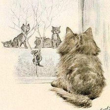 Схема вышивки «котёнок ..а мне мама гулять не велит»