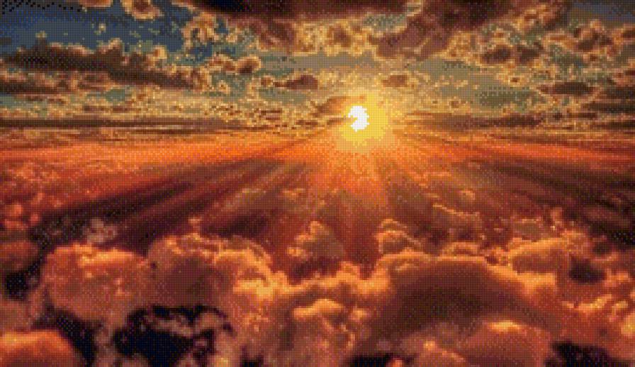 Закат в облаках - солнце, небо, облака, закат - предпросмотр