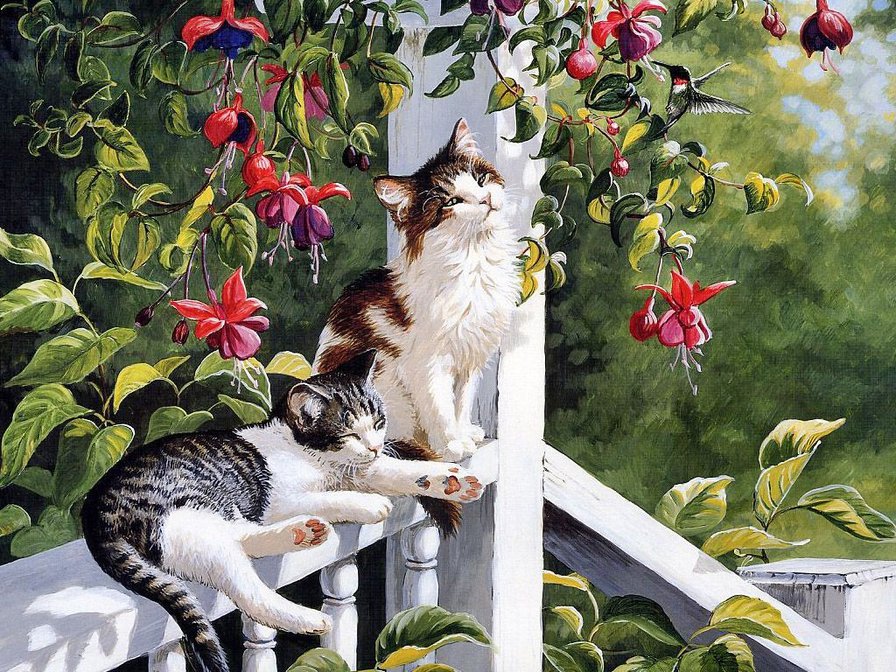 Отдых - лето, село, природа, кошки - оригинал