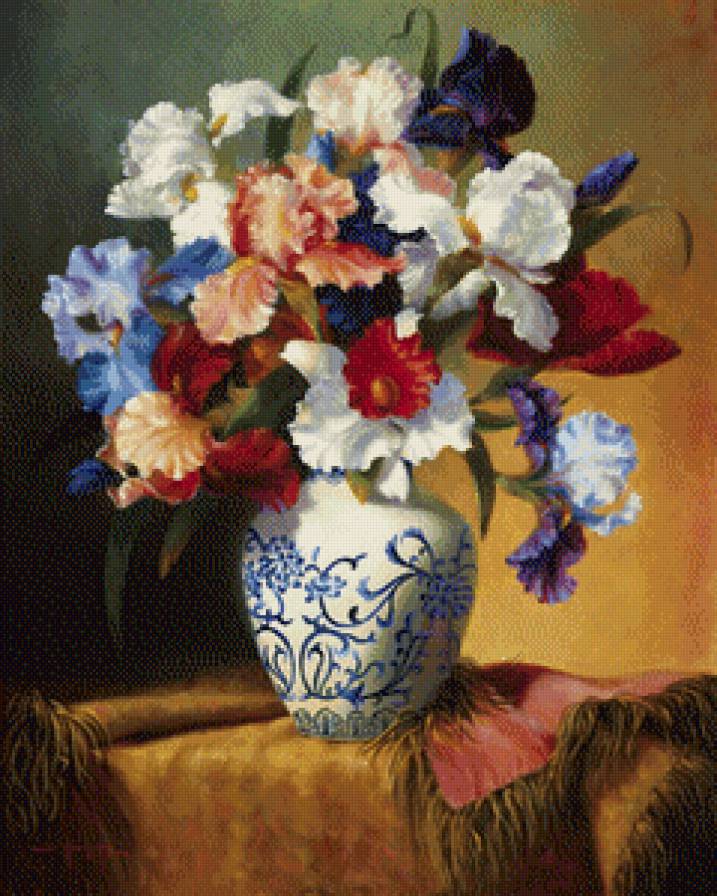 Букет ирисов - натюрморт, цветы, ирисы - предпросмотр