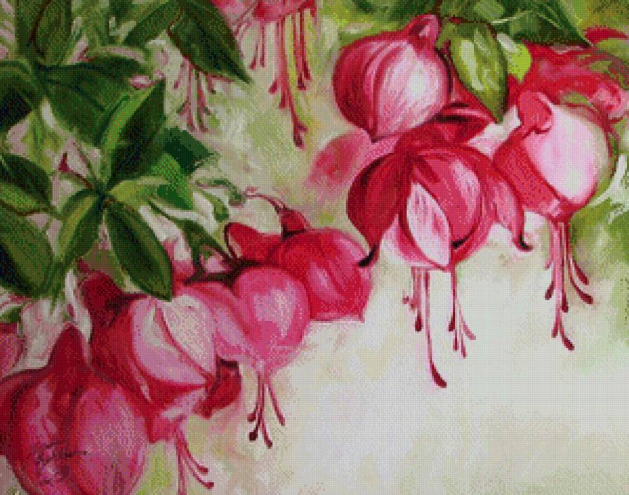 Вариант для подушки - цветы, фуксия - предпросмотр