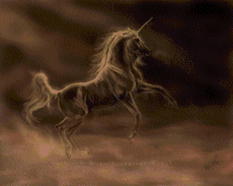 единорог монохром - единороги, животные, лошади, чорнобелое, монохром, кони - предпросмотр