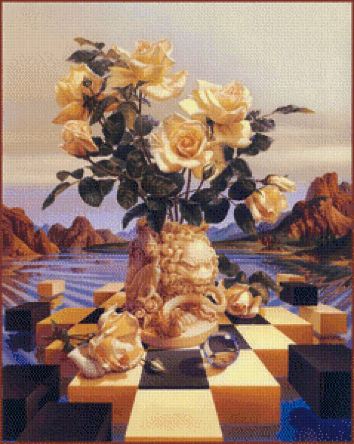 натюрморт - натюрморт, розы, цветы, картина, картины - предпросмотр