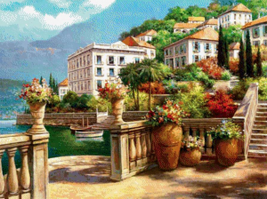 Средиземноморье - город, пейзаж, дома, море - предпросмотр