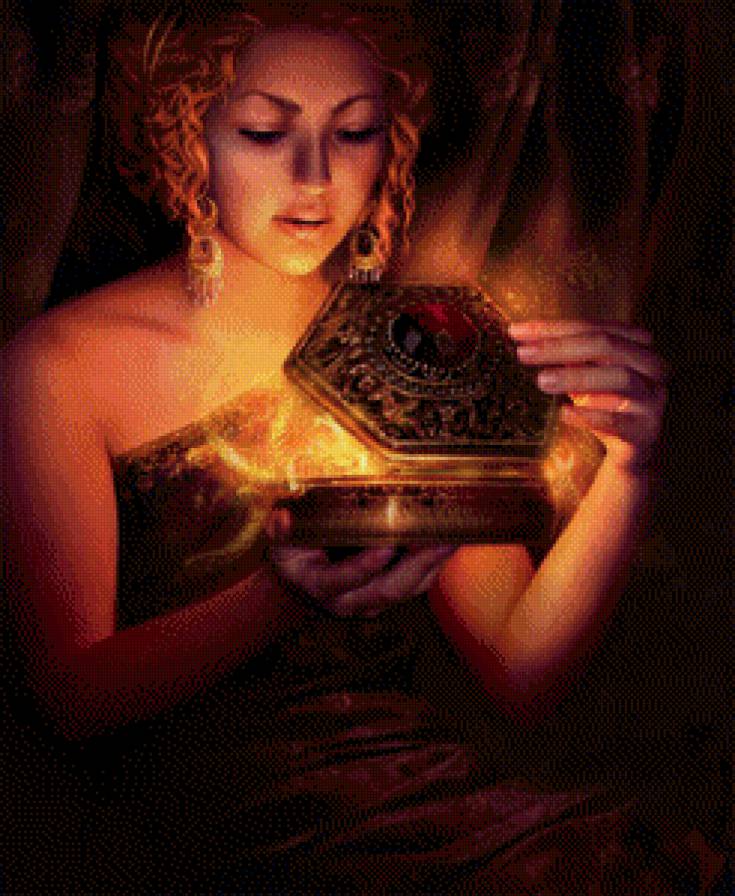 шкатулка пандоры - шкатулка, легенда, ларец, девушка, красавица.дева, миф, сказка - предпросмотр