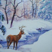 Схема вышивки «в зимнем лесу»