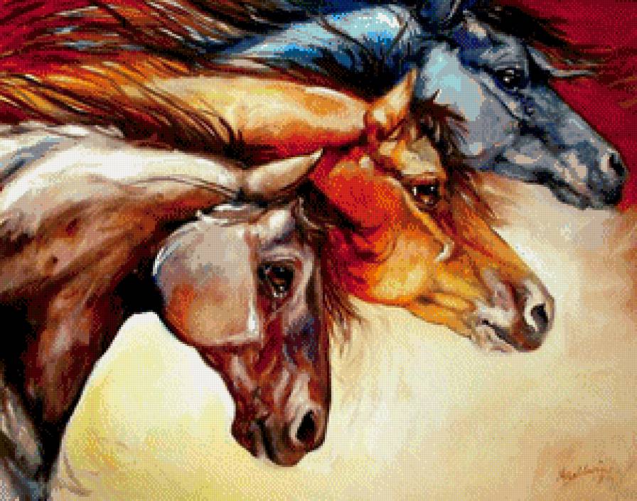 Три коня - кони, лошади, животные - предпросмотр