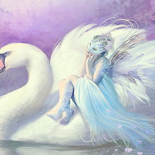 Схема вышивки «Девушка с лебедем»