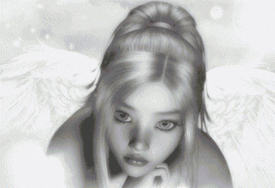 Ангелок - монохром, ангел, фэнтези - предпросмотр