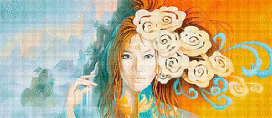 Женский образ - фэнтези - фэнтези, дама, женщина, живопись, девушка - предпросмотр