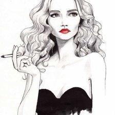 Схема вышивки «Девушка с сигаретой»