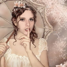 Схема вышивки «Девушка под зонтом (живопись)»