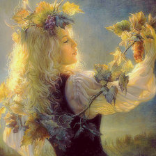 Схема вышивки «Девушка с виноградной лозой»