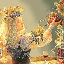 Схема вышивки «Девушка с виноградной лозой-2»