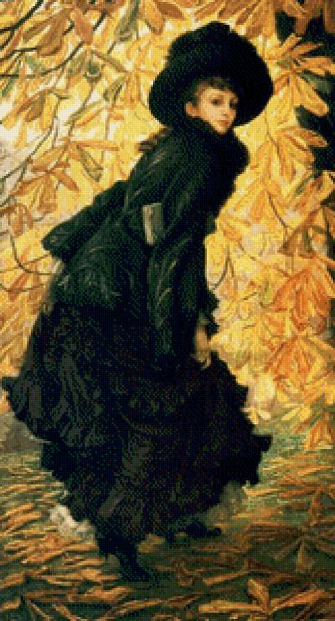 Женщина в черном - осень, девушка - предпросмотр