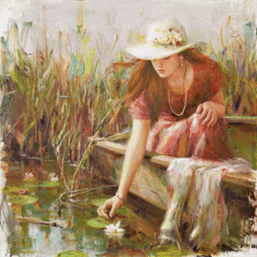 В лодке - река, лодка, пейзаж, девушка - предпросмотр