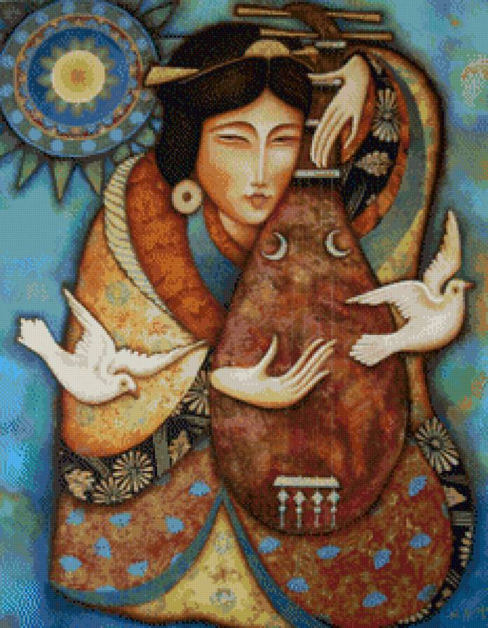 Музыка - голуби, птицы, девушка - предпросмотр