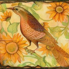 Схема вышивки «Птица в ретро стиле»