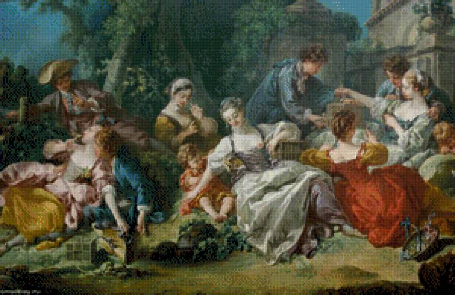 Ловцы птиц - франсуа буше, пастраль, люди, живопись - предпросмотр