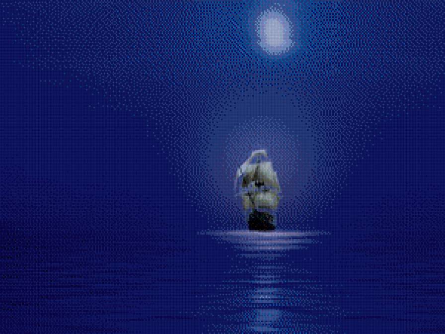 Парусник - море. небо, горизонт, парусник - предпросмотр