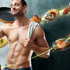 Схема вышивки «мужчина готовит ужин»