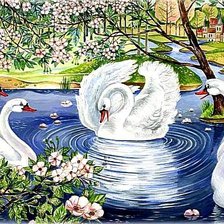 Схема вышивки «Лебединое озеро»