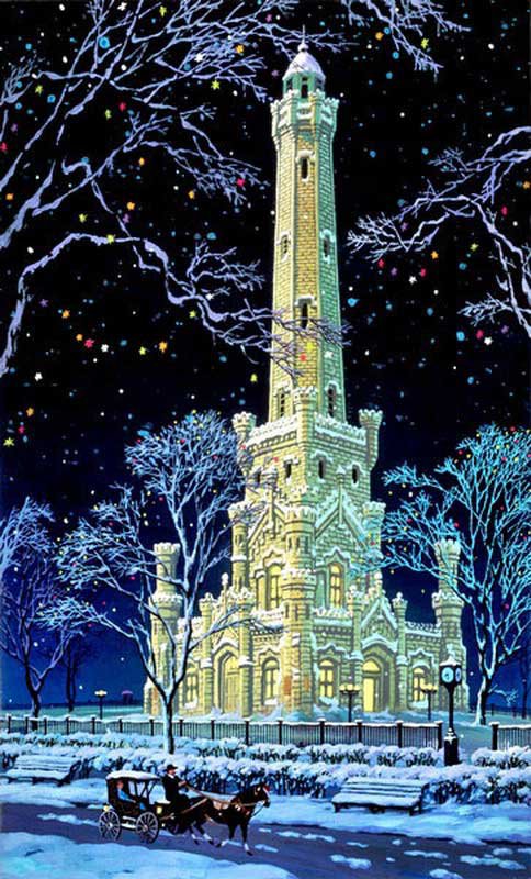 Ночной город - город, зима, пейзаж - оригинал