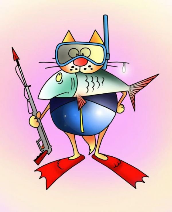 Кот-дайвер - приколы, кот, животные - оригинал