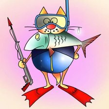 Схема вышивки «Кот-дайвер»