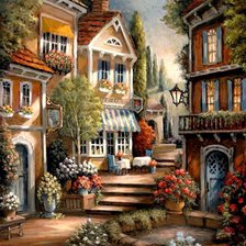 Схема вышивки «цветочная улочка»